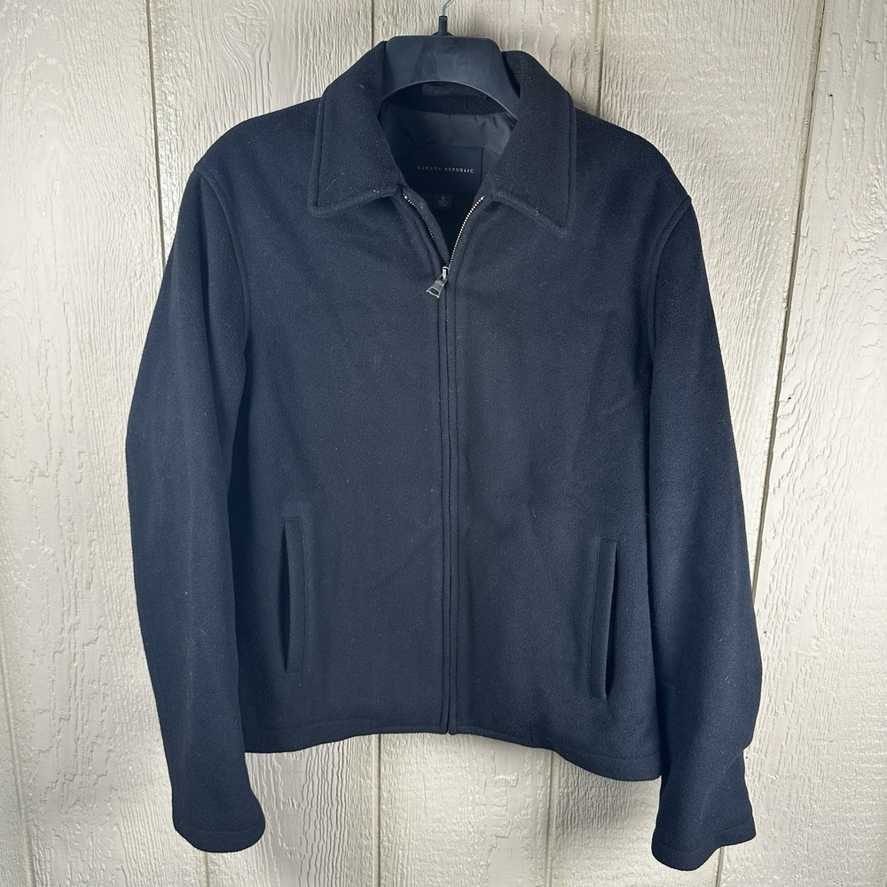 Banana Republic Mens Small Black Wool Cashmere Blend Full Zip Jacket 593783-00
